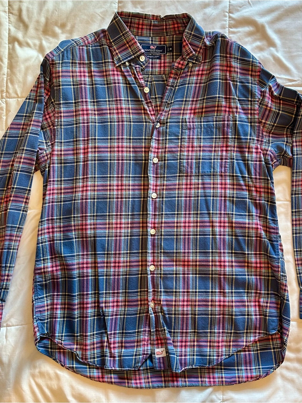 Vineyard Vines Blue and Pink Plaid Button-Down Shirt